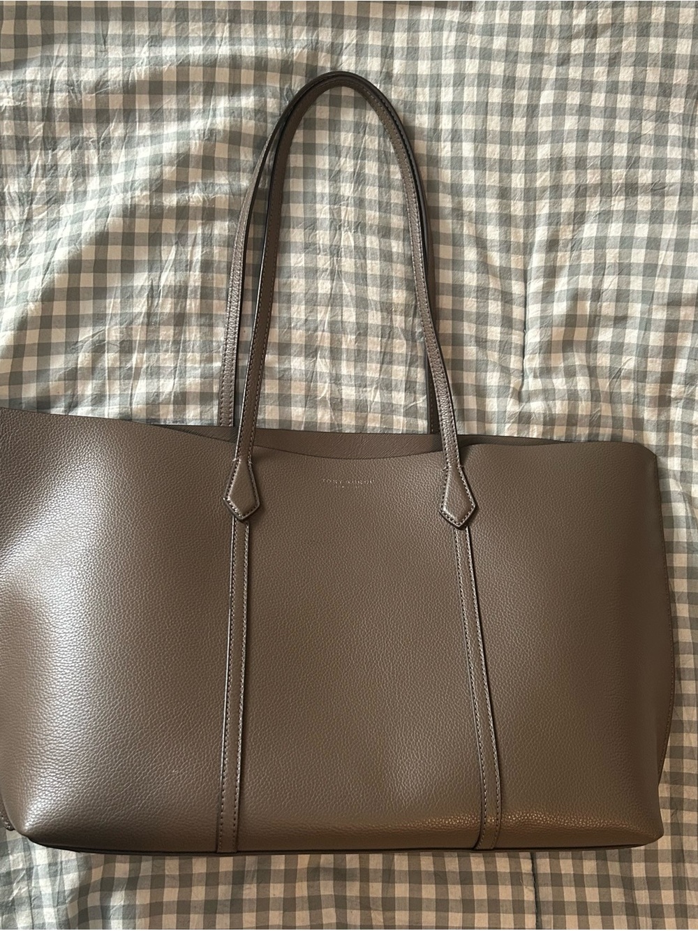 Tory Burch Pebbled Leather Tote in Taupe